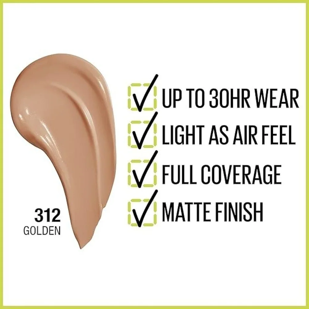Maybelline SuperStay Full Coverage 24Hr Foundation 312 Golden 1oz